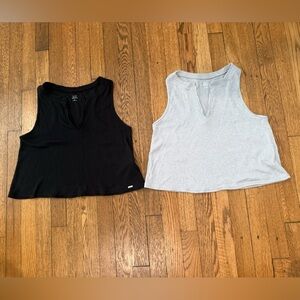 Gilly Hicks Ribbed Tank Top Duo — Black & Light Gray